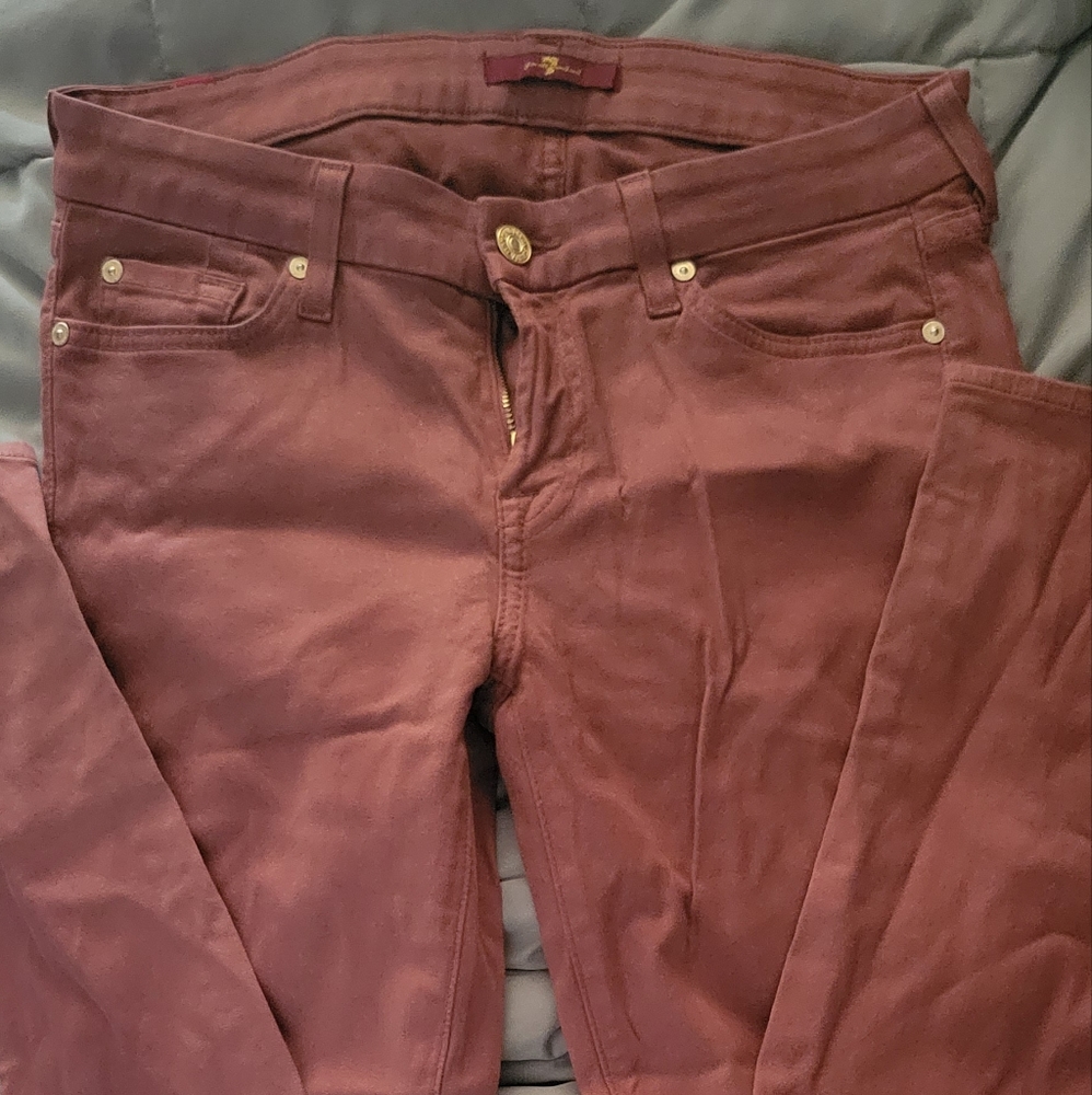 7 For All Mankind Women's Skinny Jeans in Burgundy